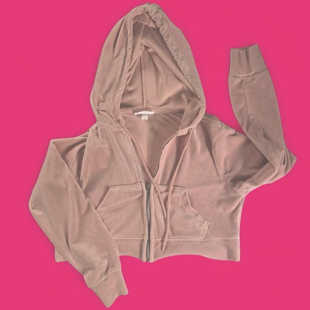 Pink 💕 Velour Cropped Hoodie | Colsie | Size XS | Y2K Vibes